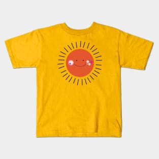 Summer cute funny happy smiling sun with flowers Kids T-Shirt